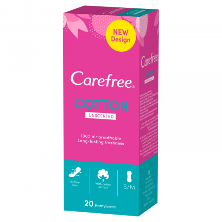 Carefree Cotton Wkładki higieniczne nieperfumowane 20 sztuk