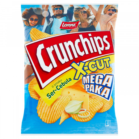 Crunchips X-Cut Chipsy ziemniaczane o smaku ser-cebula 200 g