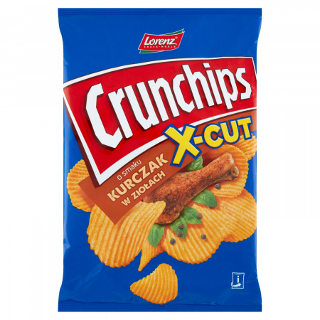 Crunchips X-Cut Chipsy ziemniaczane grubo krojone o smaku kurczak w ziołach 140 g
