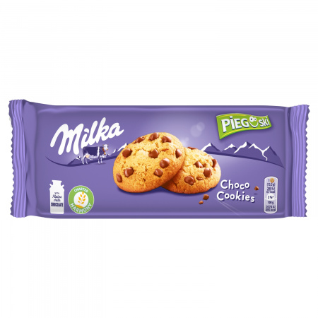 Milka Pieguski Choco Cookie Ciasteczka z kawałkami czekolady mlecznej z mleka alpejskiego 135 g