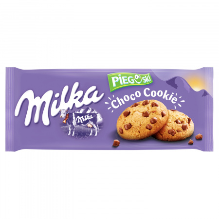 Milka Pieguski Choco Cookie Ciasteczka z kawałkami czekolady mlecznej z mleka alpejskiego 135 g