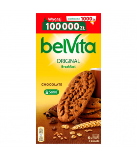 belVita Breakfast Ciastka zbożowe o smaku kakaowym z kawałkami czekolady 300 g (24 sztuki)