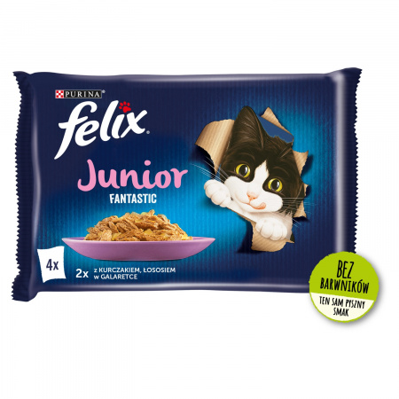Felix Fantastic Junior Karma dla kociąt wybór smaków w galaretce 340 g (4 x 85 g)