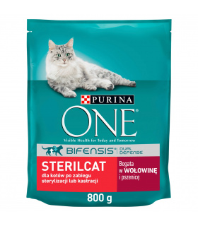 PURINA ONE Sterilcat Pełnoporcjowa karma dla dorosłych kotów bogata w wołowinę i pszenicę 800 g