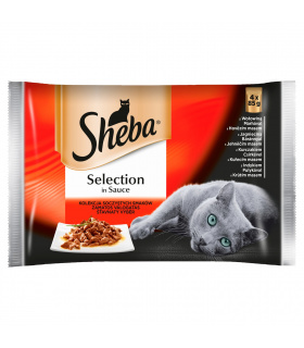 Sheba Selection in Sauce Karma pełnoporcjowa kolekcja soczystych smaków 340 g (4 x 85 g)