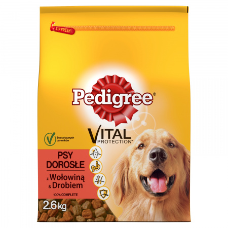 Pedigree Vital Protection Psy dorosłe Karma pełnoporcjowa z wołowiną & drobiem 2,6 kg