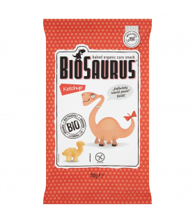BioSaurus Ekologiczne pieczone chrupki kukurydziane o smaku ketchupowym 50 g