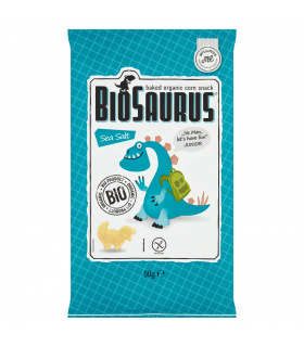 BioSaurus Ekologiczne pieczone chrupki kukurydziane o smaku soli morskiej 50 g
