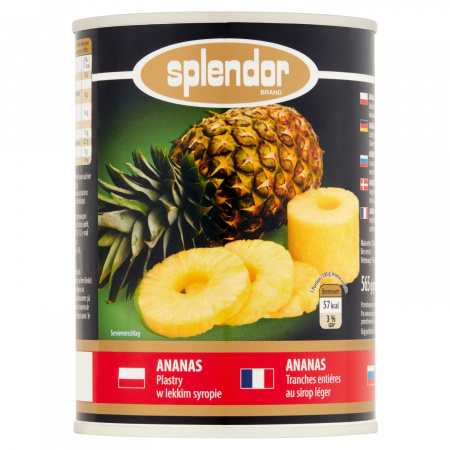 Splendor Ananas plastry w lekkim syropie 565 g