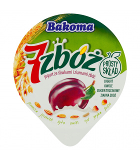 Bakoma 7 zbóż Jogurt ze śliwkami i ziarnami zbóż 300 g