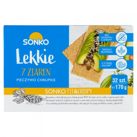 Sonko Pieczywo chrupkie Lekkie 7 ziaren 170 g (32 sztuki)