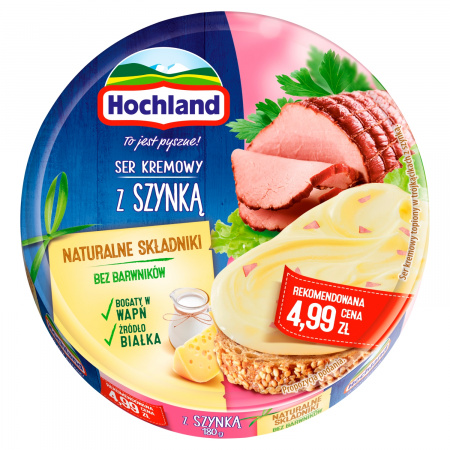 Hochland Ser kremowy z szynką w trójkącikach 180 g