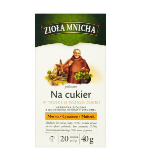 Big-Active Zioła Mnicha Na cukier Herbatka ziołowa z dodatkiem herbaty zielonej 40 g (20 torebek)