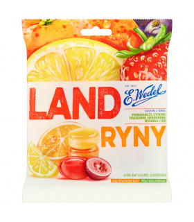 E. Wedel Landryny Cukierki o smaku pomarańczy cytryny truskawki winogrona migdała i coli 90 g