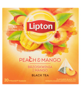 Lipton Herbata czarna aromatyzowana brzoskwinia i mango 36 g (20 torebek)