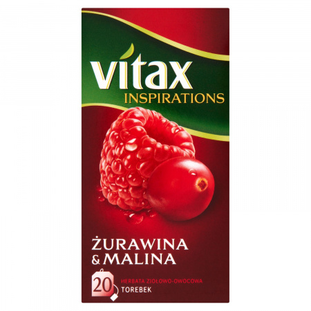 Vitax Inspirations Żurawina and Malina Herbata ziołowo-owocowa 40 g (20 torebek)