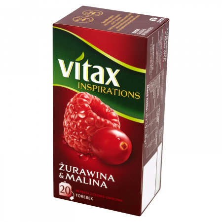 Vitax Inspirations Żurawina and Malina Herbata ziołowo-owocowa 40 g (20 torebek)