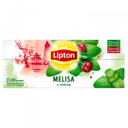 Lipton Herbatka ziołowa aromatyzowana melisa z wiśnią 24 g (20 torebek)