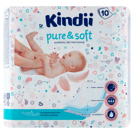Kindii Pure & Soft Podkłady dla niemowląt 10 sztuk