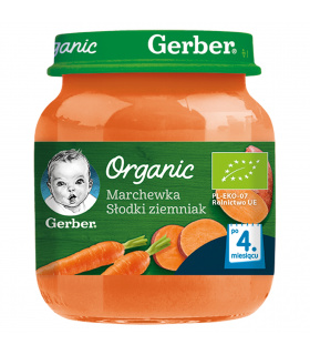 Gerber Organic Marchewka słodki ziemniak dla niemowląt po 4. miesiącu 125 g