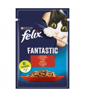 Felix Fantastic Karma dla kotów z wołowiną w galaretce 85 g