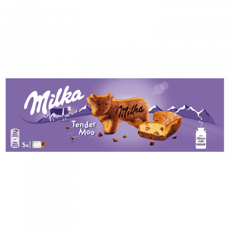 Milka Tender Moo Ciastko biszkoptowe z kawałkami czekolady mlecznej 140 g (5 sztuk)