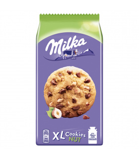 Milka XL Cookies Nuts Ciastka z kawałkami czekolady mlecznej i orzechami 184 g