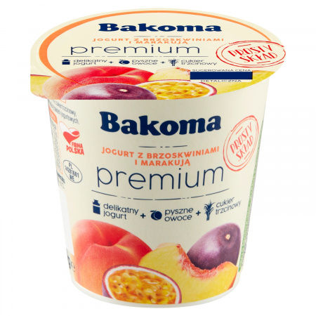  Bakoma Premium Jogurt z brzoskwiniami i marakują 140 g