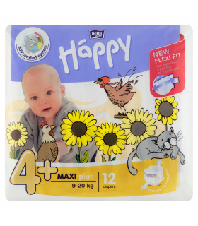 Bella Baby Happy Pieluszki jednorazowe 4+ maxi plus 9-20 kg 12 sztuk