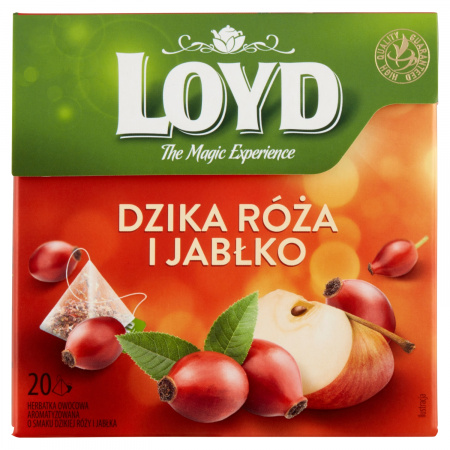 Loyd Herbatka owocowa aromatyzowana o smaku dzikiej róży i jabłka 40 g (20 x 2 g)