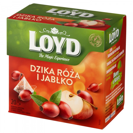 Loyd Herbatka owocowa aromatyzowana o smaku dzikiej róży i jabłka 40 g (20 x 2 g)