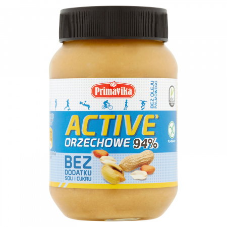 Primavika Active Pasta orzechowa bez dodatku soli i cukru 470 g