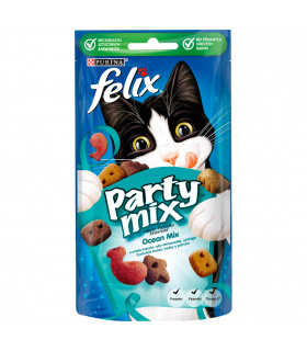 Felix Party Mix Ocean Mix Łakocie o smaku łososia ryby dorszowatej i pstrąga 60 g