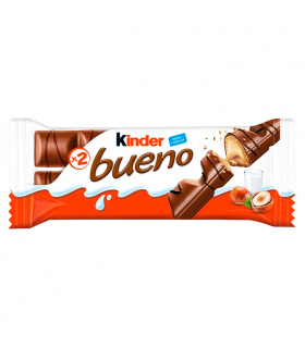 Kinder Bueno Wafel w mlecznej czekoladzie wypełniony mleczno-orzechowym nadzieniem 43 g (2 sztuki)