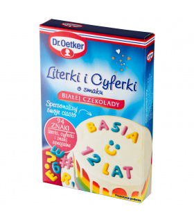 Dr. Oetker Literki i cyferki o smaku białej czekolady 38 g (94 sztuki)