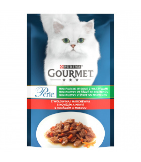 Gourmet Perle Karma dla kotów mini fileciki w sosie z wołowiną i marchewką 85 g