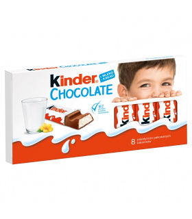 Kinder Chocolate Batonik z mlecznej czekolady z nadzieniem mlecznym 100 g (8 sztuk)