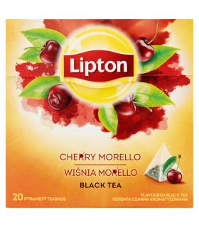 Lipton Herbata czarna aromatyzowana wiśnia Morello 34 g (20 torebek)