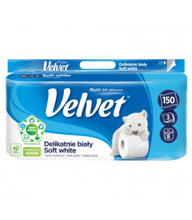 Velvet Delikatnie Biały Papier toaletowy 8 rolek