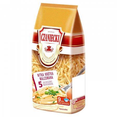 Czaniecki Makaron 5 jajeczny nitka krótka walcowana 250 g