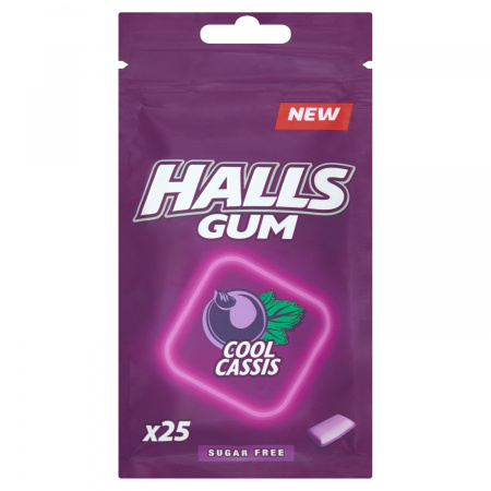 Halls Gum Guma do żucia bez cukru o smaku czarnej porzeczki 36,5 g (25 sztuk)