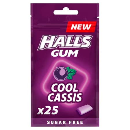 Halls Gum Guma do żucia bez cukru o smaku czarnej porzeczki 36,5 g (25 sztuk)